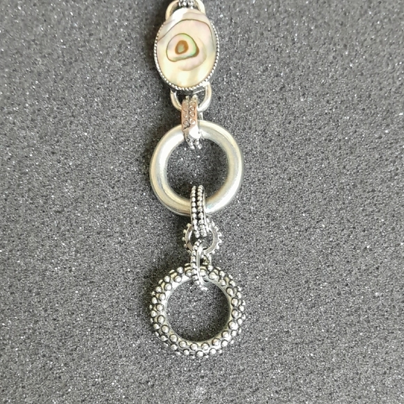 Lia Sophia 'Epiphany' Silver Tone With Genuine Abalone and Pink Accent Bracelet - Picture 3 of 10